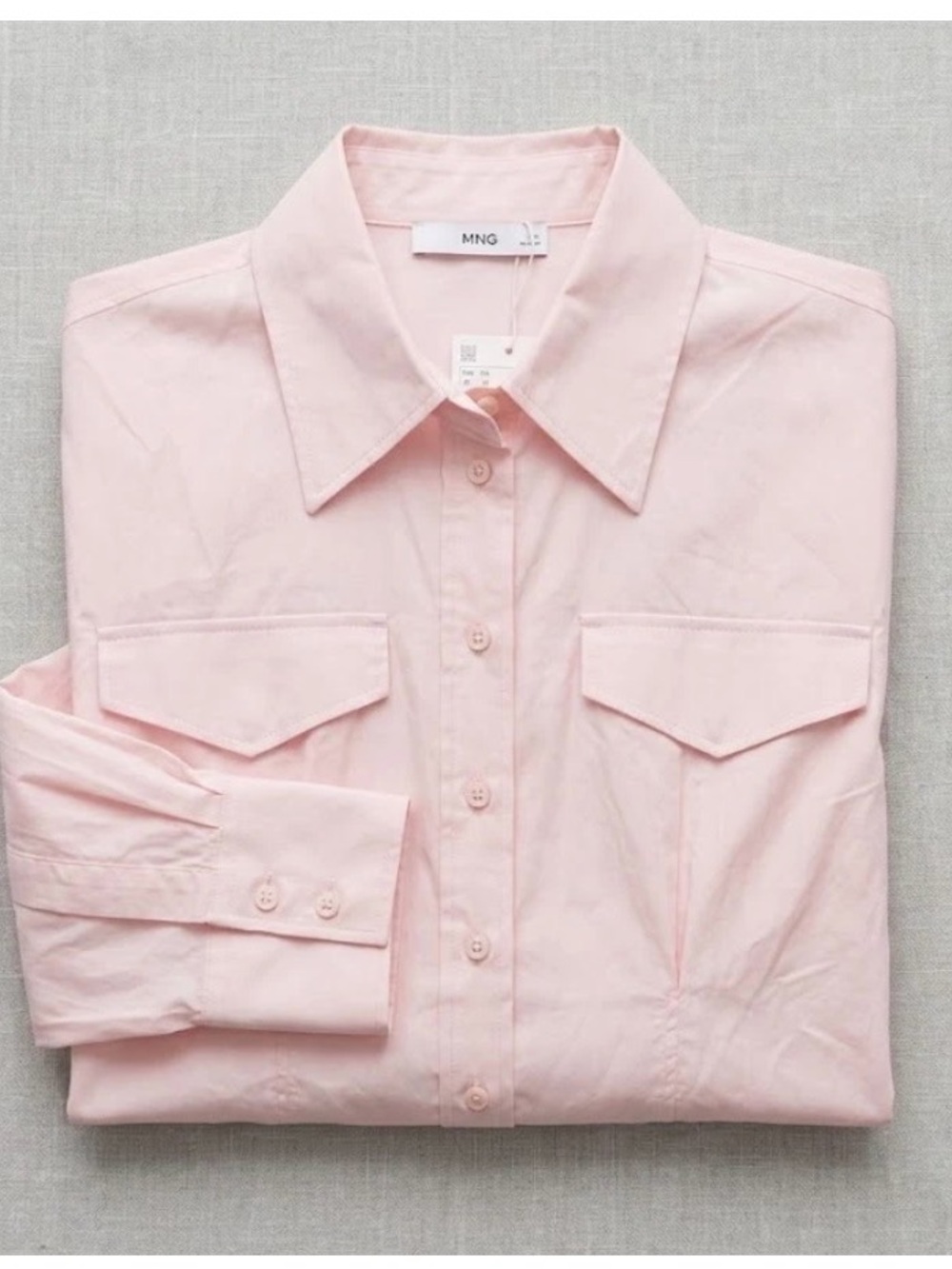 Mango Pale Pink Long-Sleeve Button Down Shirt